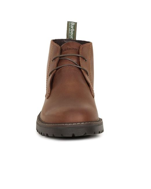 Barbour Brown Leather Lace-Up Ankle Boots for men