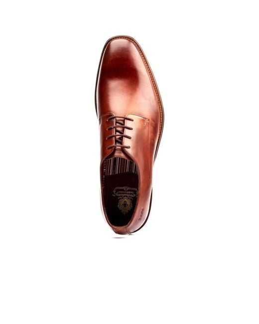 Base London Red Marley Plain Toe Derby Shoes for men