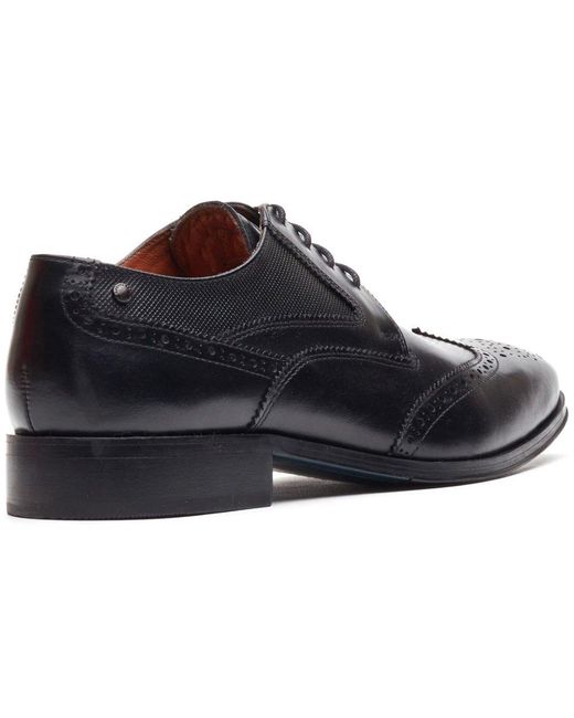 Base London Black Steeple Brogue Shoes for men