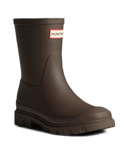 Hunter Brown Downpour Short Wellingtons for men