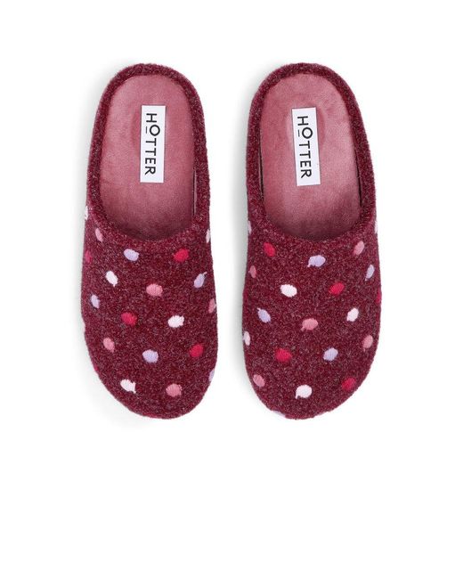 Hotter Red Dotty Slippers