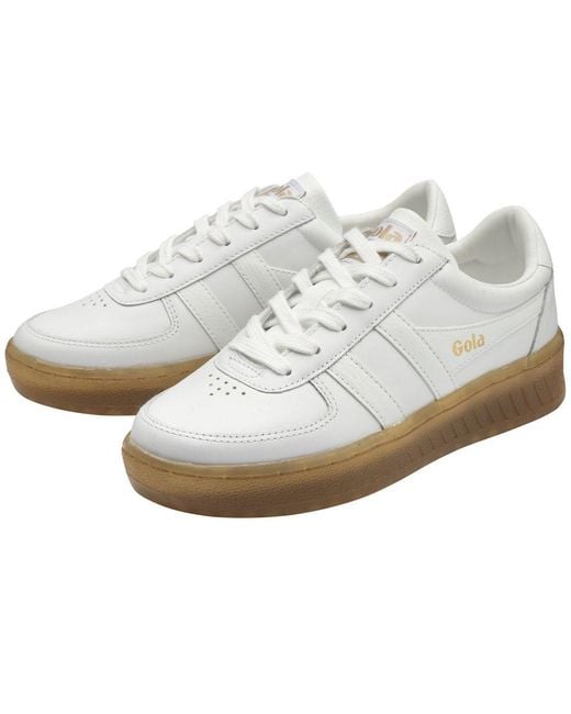 Gola White Grandslam Leather Casual Trainers