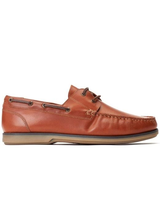 Base London Brown Stern Boat Shoes for men