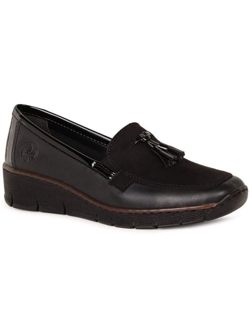 Rieker Black Grade Tassel Loafers