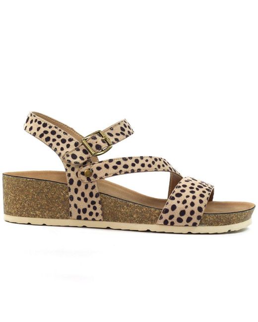 Lunar (GRS) Brown Muster Wedge Sandals