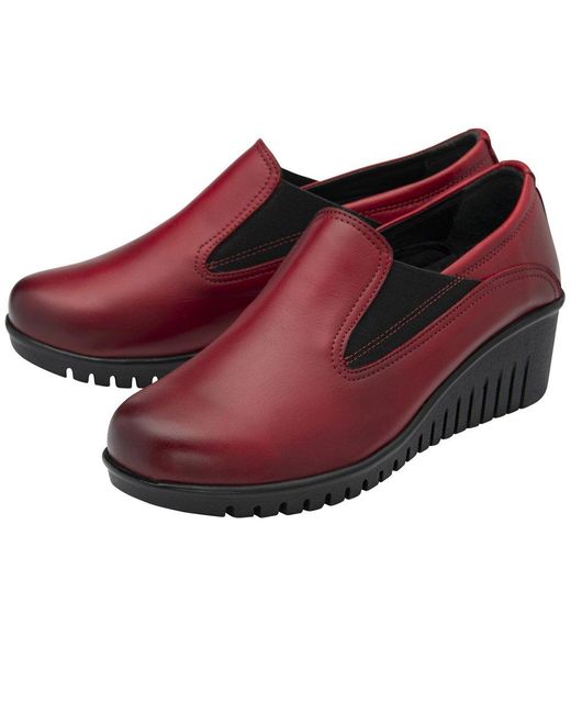 Lotus Red Delmar Wedge Shoes