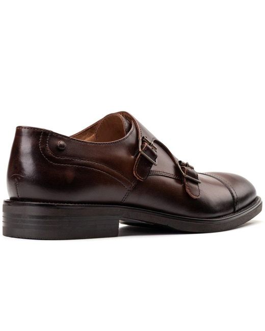 Base London Brown Taper Monk Shoes for men