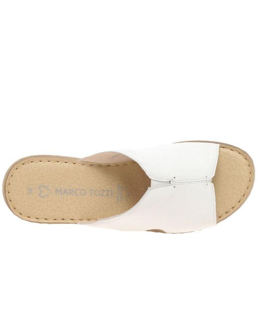 Marco Tozzi White Require Mule Sandals