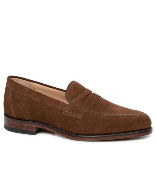 Loake Brown Imperial Suede Penny Loafers for men