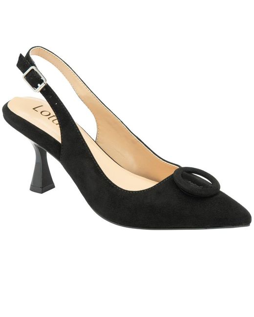 Lotus Black Delfina Slingback Court Shoes