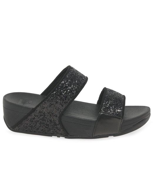 Fitflop Black Fitflop Lulu Glitter Slide Sandals