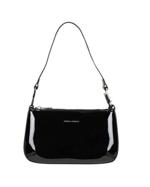 David Jones Black Patent Leather Portia Top-Handle Shoulder Bag