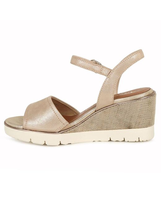 Tamaris Metallic Tulip Wedge Heel Espadrille Sandals