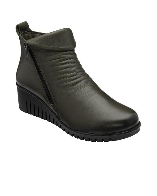 Lotus Leather Cordelia Wedge Ankle Boots Burgundy