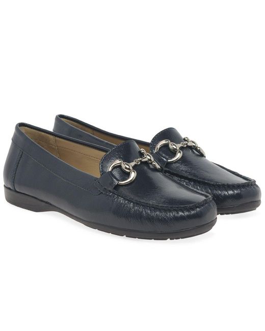 Charles Clinkard Blue Rosela Snaffle Moccasins Patent