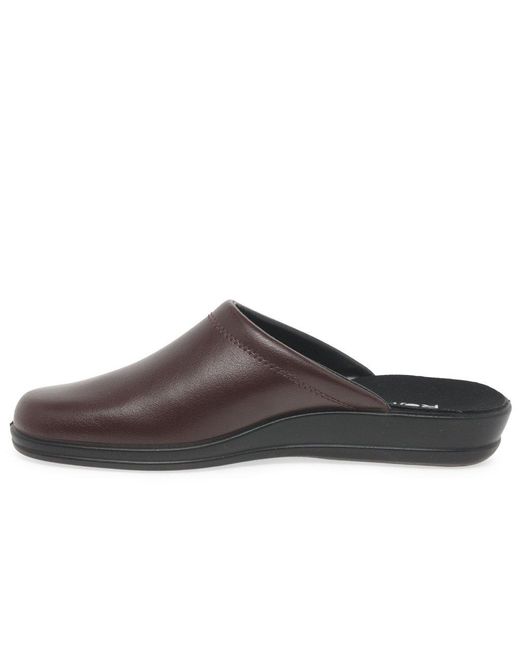 Rohde Brown Mule Leather Slip On Slippers for men