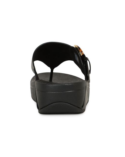 Fitflop Black Lulu Resin Buckle Toe Post Sandals
