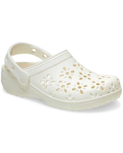 CROCSTM White Classic Floral Cut Out Clogs