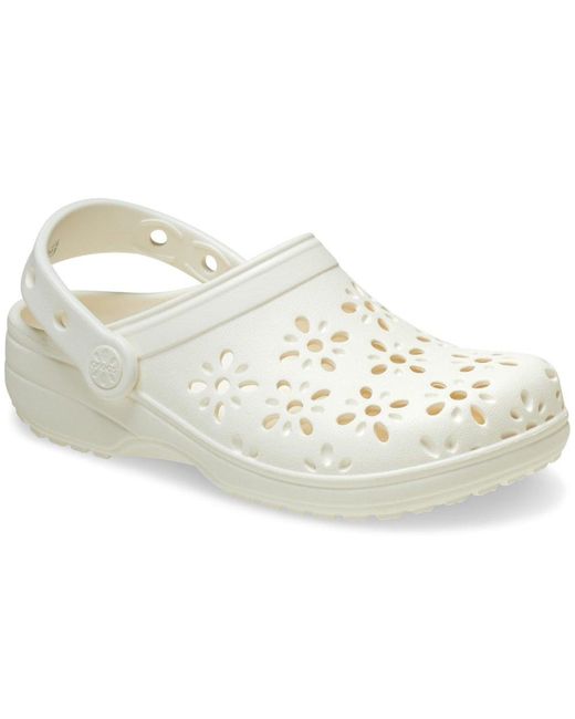 CROCSTM White Classic Floral Cut Out Clogs