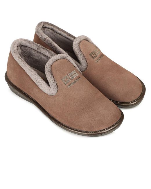 Nordika's Brown Nicola Iii Faux Fur Lined Full Suede Slippers