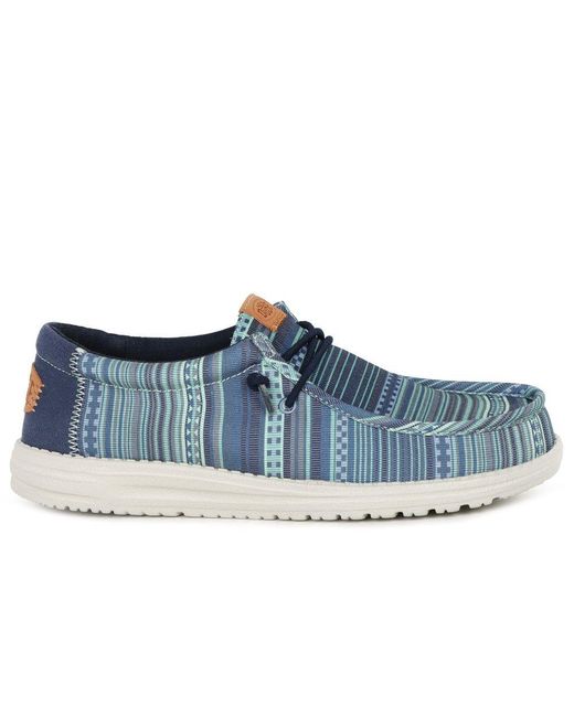 HeyDude Blue Wally Surf Shawl Canvas Shoes for men