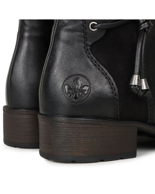 Rieker Black Virginia Knee High Boots Lea/Stretch
