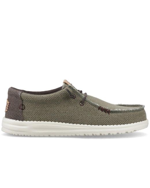 HeyDude Gray Wally Braided Slip On Shoes for men