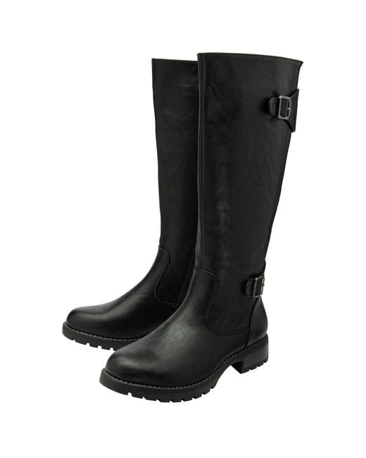 Lotus Black Brandi Knee High Boots