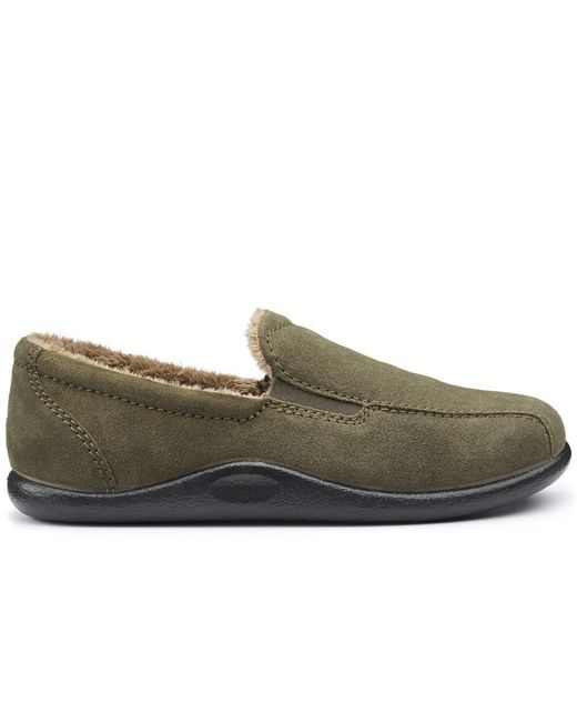 Hotter Green Relax Warm Lined Slippers for men