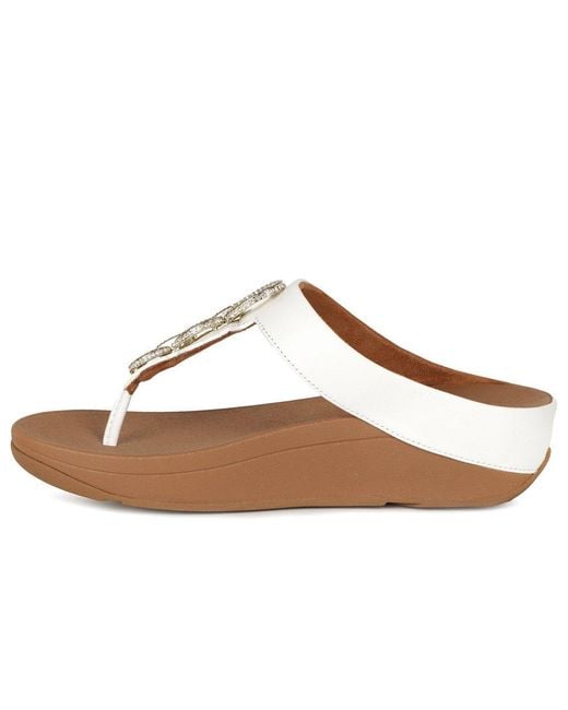 Fitflop Brown Fino Crystal Chain Toe Post Sandals
