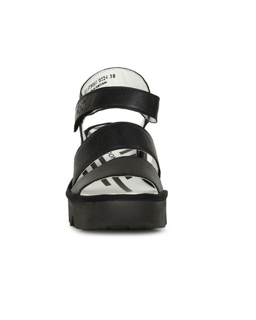 Fly London Black Bexy Wedge Heel Sandals