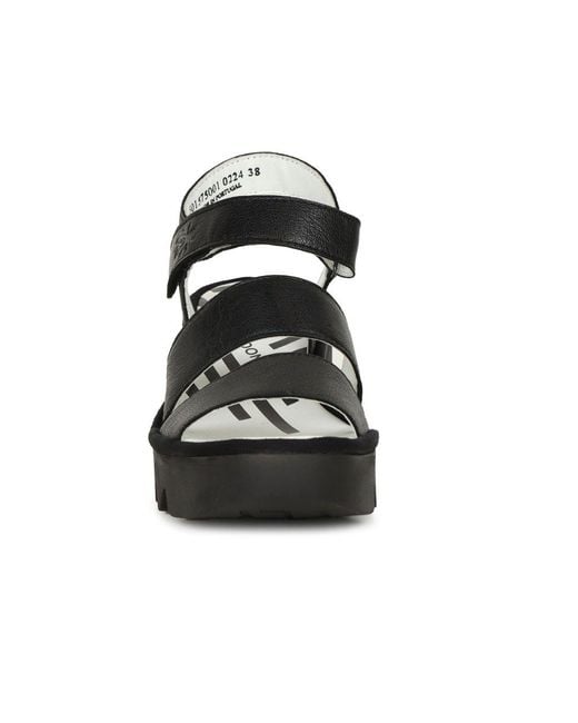Fly London Black Bexy Wedge Heel Sandals