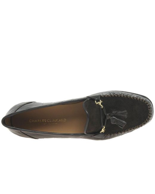 Charles Clinkard Black Raise Tassel Moccasins