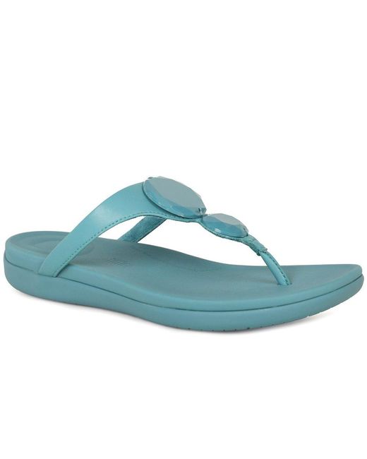 Fitflop Blue Solay Glossy Disc Toe Post Sandals
