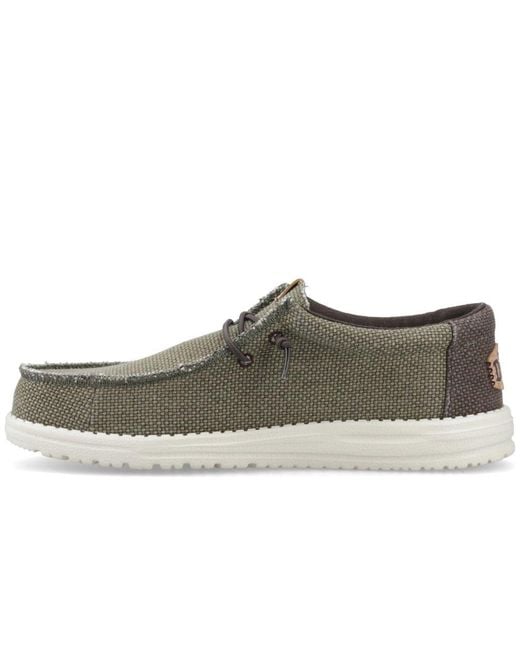 HeyDude Gray Wally Braided Slip On Shoes for men