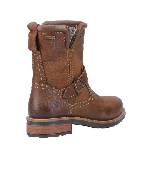 Cotswold Brown Buckled Faux Fur-Lined Ankle Boots