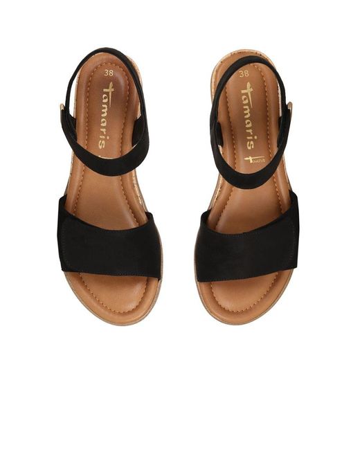 Tamaris Black Iris Low Wedge Sandals