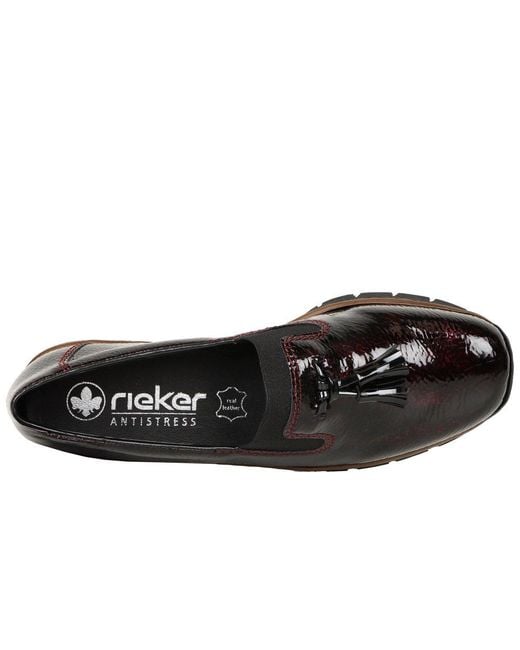 Rieker Black Gleam Tassel Loafers