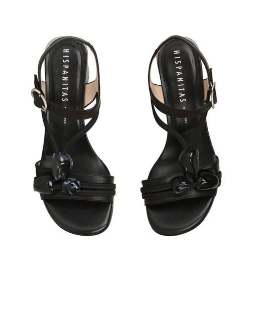 Hispanitas Black Orquidea Block Heel Sandals