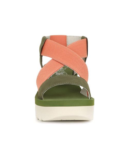Fly London Green Yabi Wedge Heel Sandals