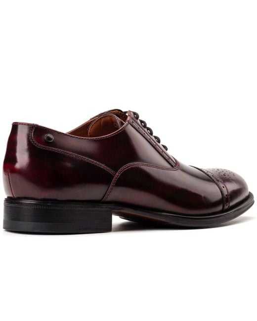 Base London Red Franklin Toe Cap Oxford Shoes for men