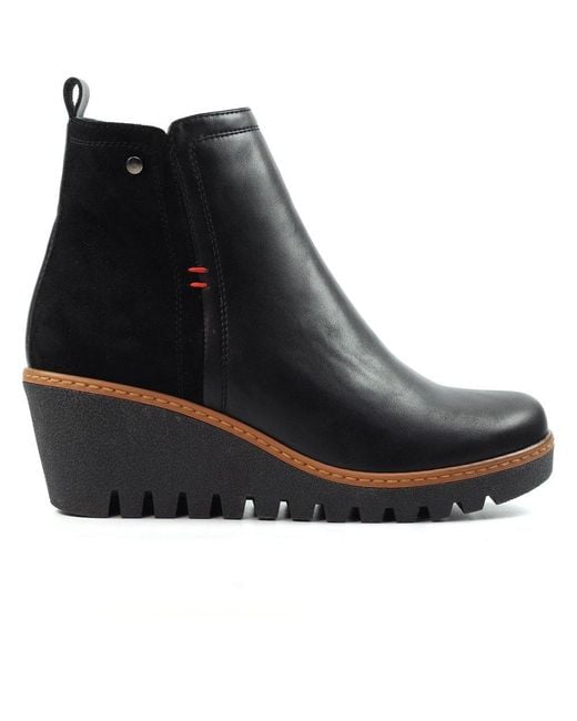 Lunar Black Pixie Wedge Ankle Boots