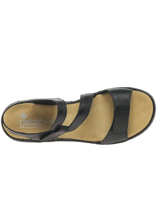 Rieker Black Sphere Riptape Sandals