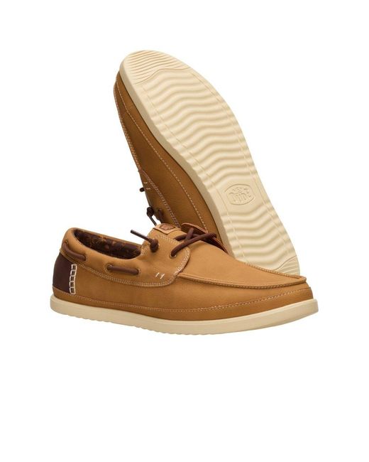 HeyDude Brown Harbour Low Boat Shoes for men