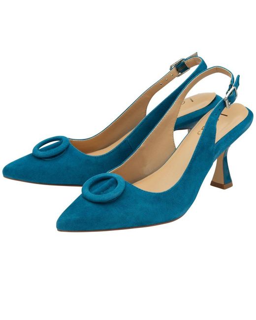 Lotus Blue Delfina Slingback Court Shoes Suede