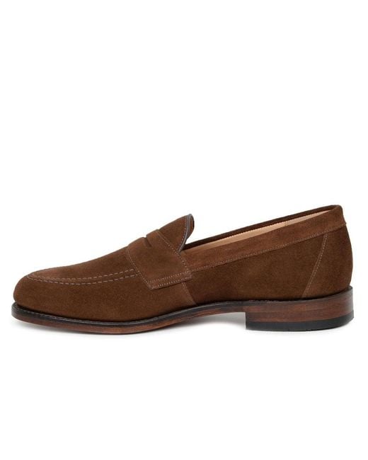 Loake Brown Imperial Suede Penny Loafers for men