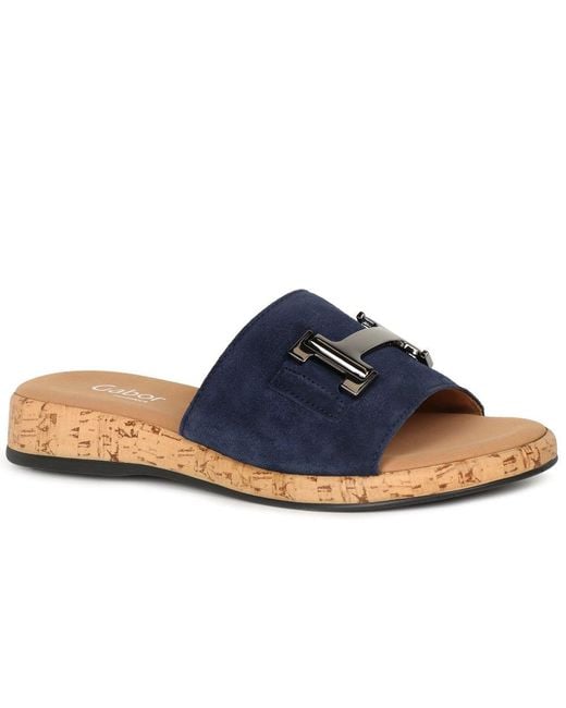 Gabor Blue Oaty Mule Sandals