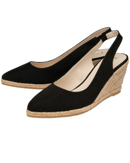 Lotus Black Gigi Espadrille Wedges