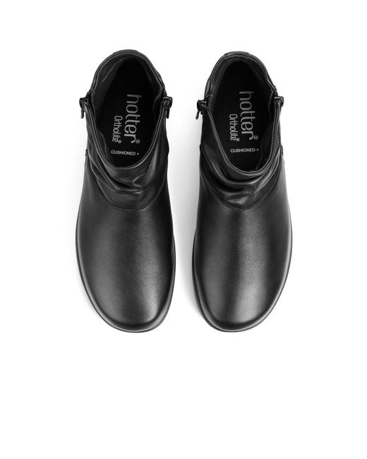 Hotter Black Murmur Wide Fit Ankle Boots