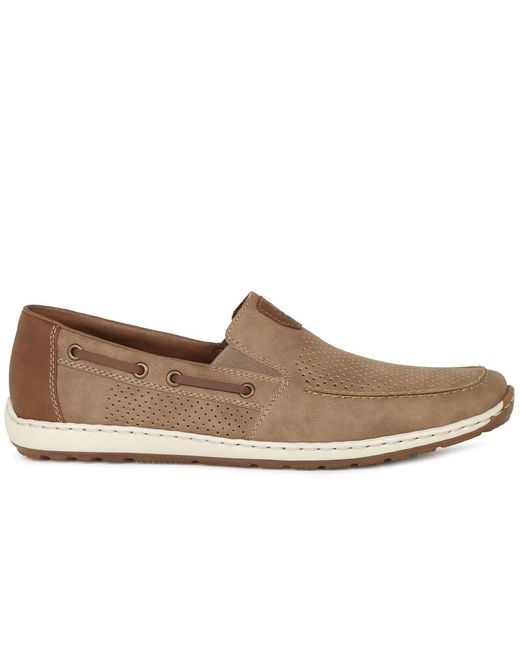 Rieker Brown Mariner Slip On Boat Shoes Colour: 64 Fango for men